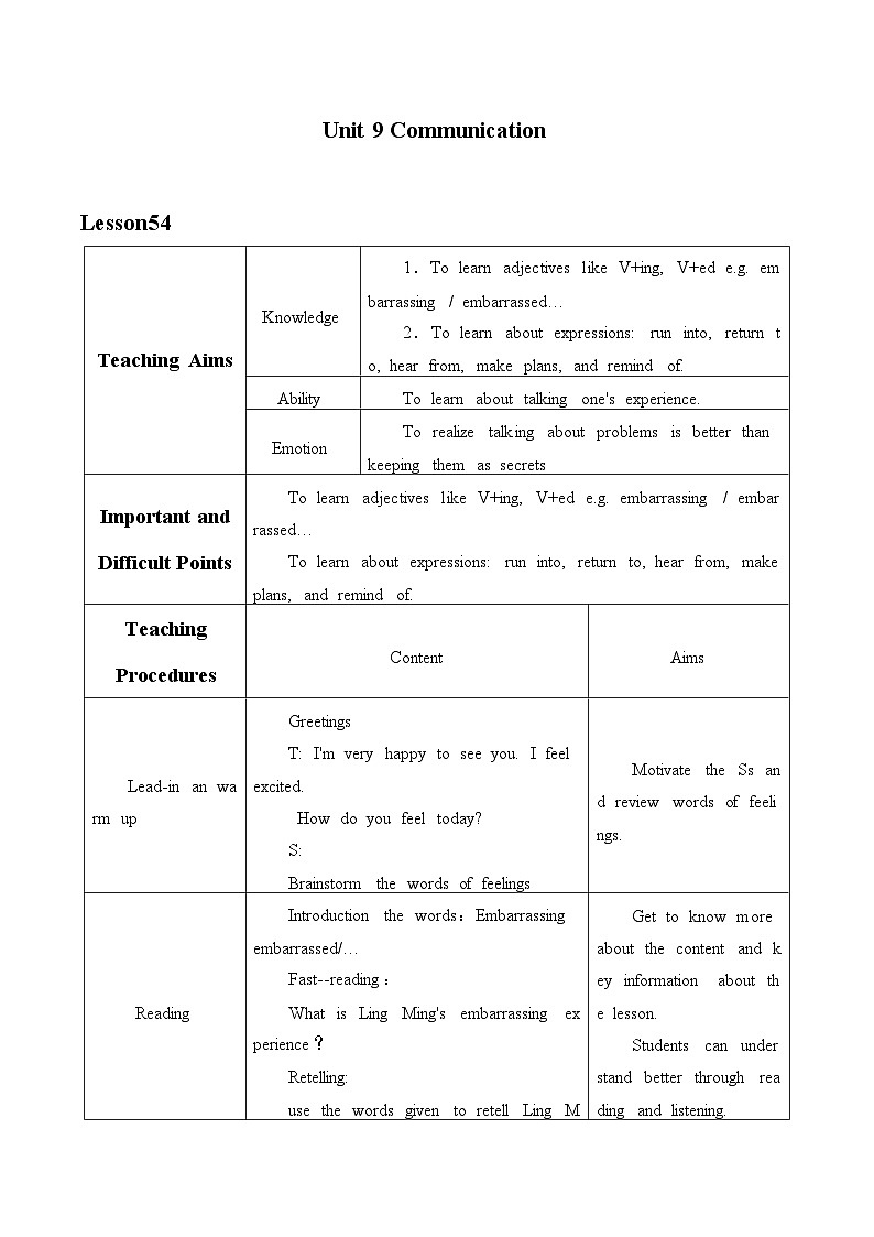 冀教版英语九年级全一册 Unit 9 Communication_6 教案01