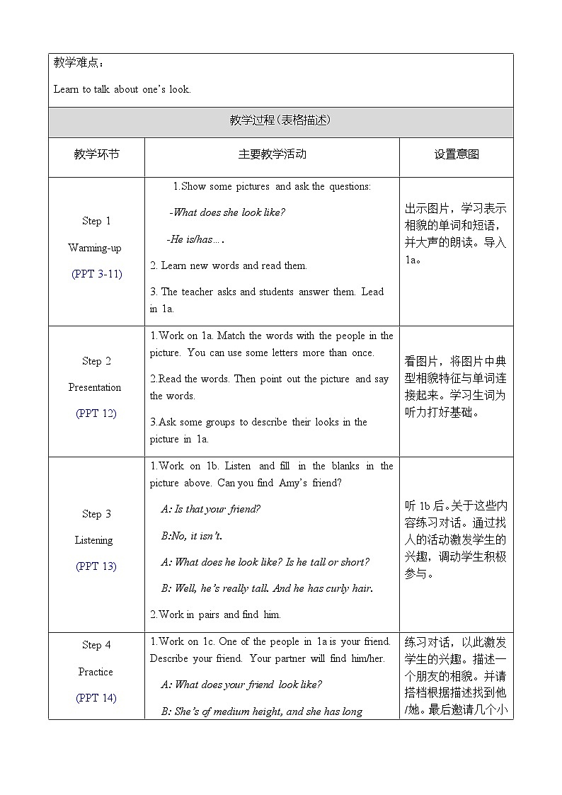 Unit 9 Section A 1a-1c 教案第2页
