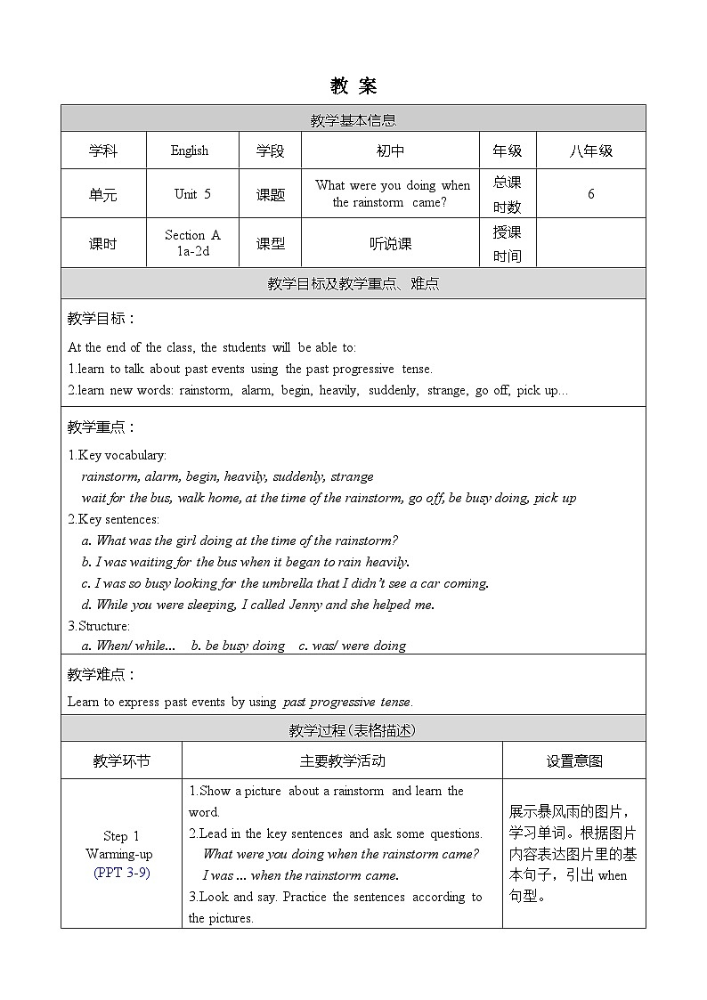 Unit 5 Section A 1a-2d 人教版英语八年级下册【PPT课件+教案】01