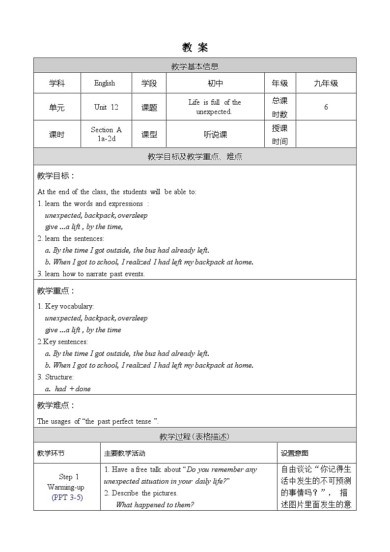 Unit 12 Section A 1a-2d 人教版英语九年级下册【PPT课件+教案】01