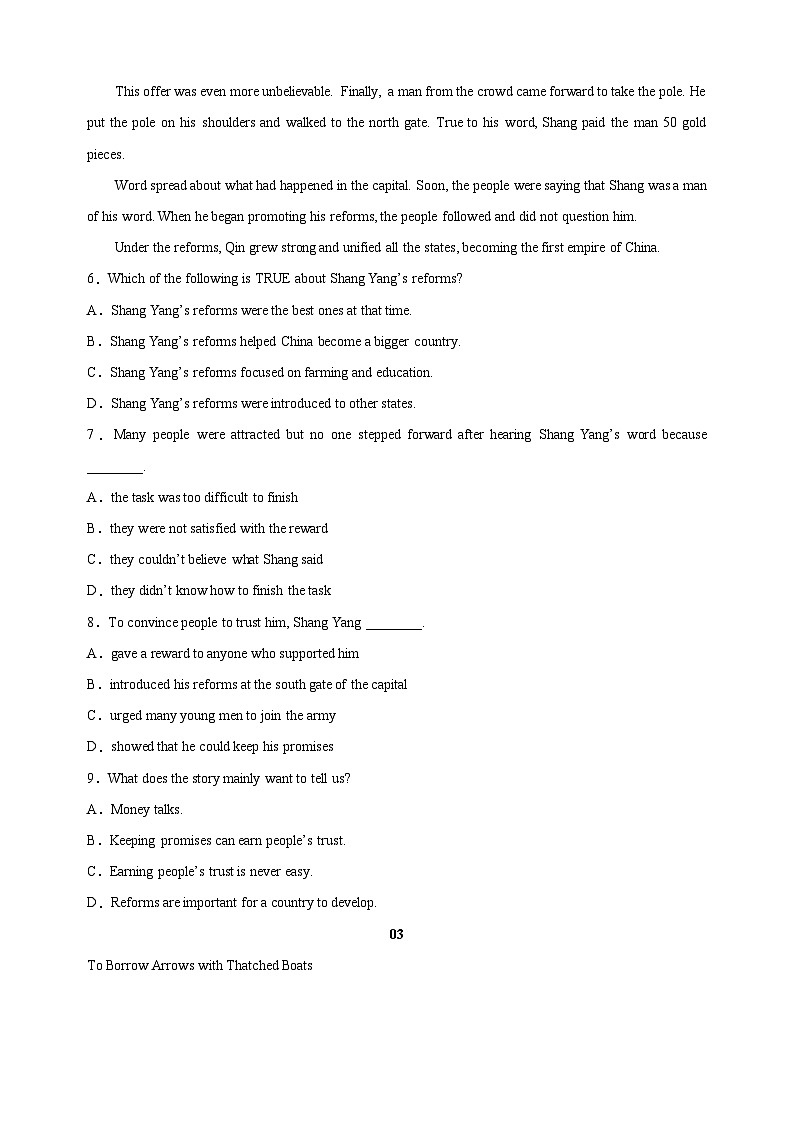 16中国历史故事（一）-中考英语时文阅读练习（含答案解析）第3页