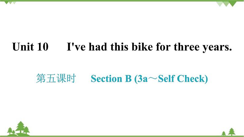 人教新目标(Go for it)版英语八年级下册 Unit 10 I've had this bike for three years-Section B (3a～Self Check)课件01