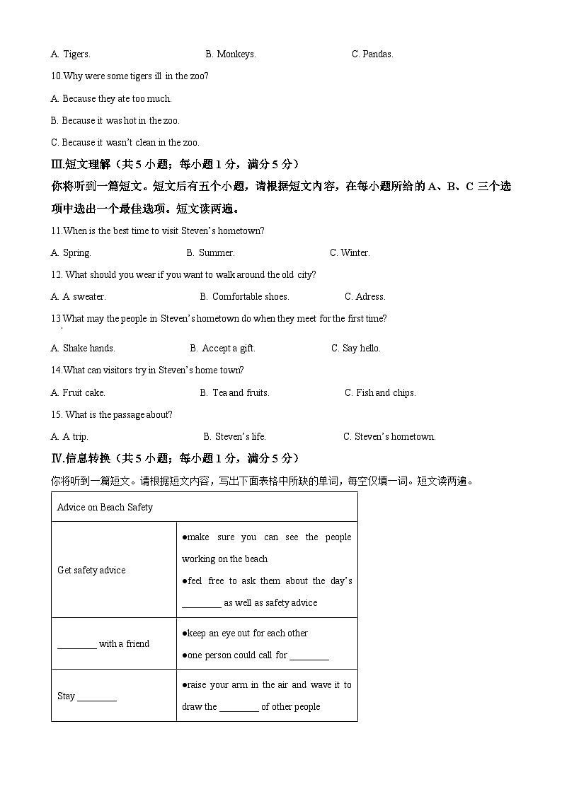 安徽省合肥市庐阳区部分学校2023-2024学年八年级上学期期末考试英语试题（原卷版+解析版）02