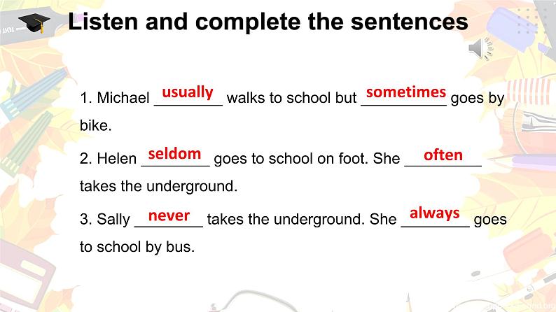 仁爱科普版英语七年级下册Unit 5 Our school life Topic 1 I usually come to school by subway Section B 课件+教案+练习+音视频07