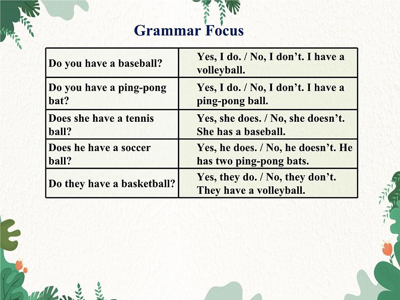 人教新目标(Go for it)版七年级上 Unit 5 Do you have a soccer ball Section A Grammar Focus-3c课件06