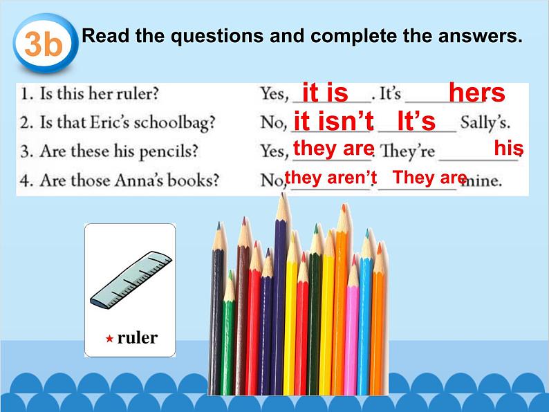 人教新目标版英语七年级上册 Unit 3 Is this your pencil Section A（3a~3c）课件06