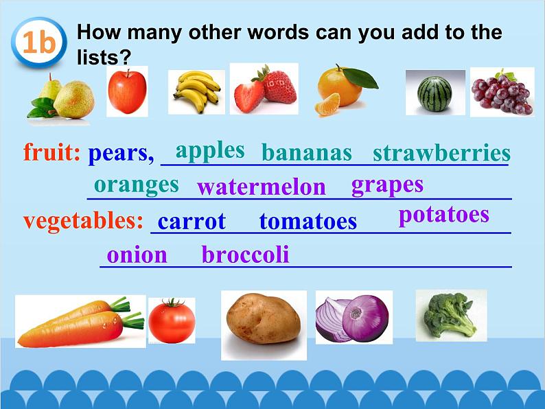 人教新目标版英语七年级上册 Unit 6 Do you like bananas Section B（1a~1e）课件第6页