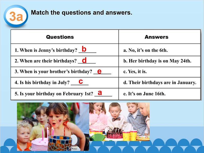 人教新目标版英语七年级上册 Unit 8 When is your birthday Section A（3a~3c）课件05