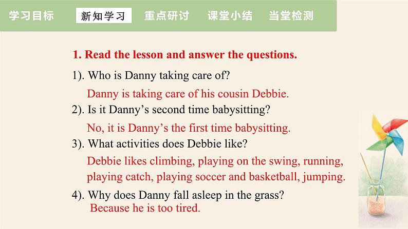 Unit 1 Lesson 5 Babysitting on a Spring Day  课件 2023-2024学年冀教版英语八年级下册第8页