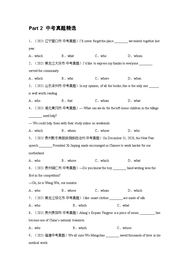 专题11 定语从句（原卷版）第3页