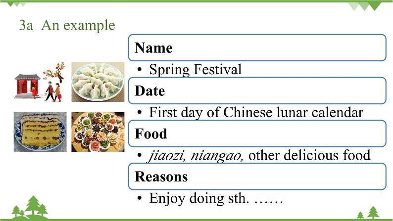 人教新目标版英语九年级上册 Unit 2 I think that mooncakes are delicious!Section B 3a-self check课件第8页