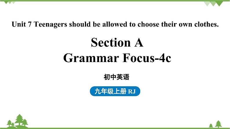 人教新目标版英语九年级上册Unit 7 Teenagers should be allowed to choose their own clothes.第三课时Grammar Focus-4c课件第1页