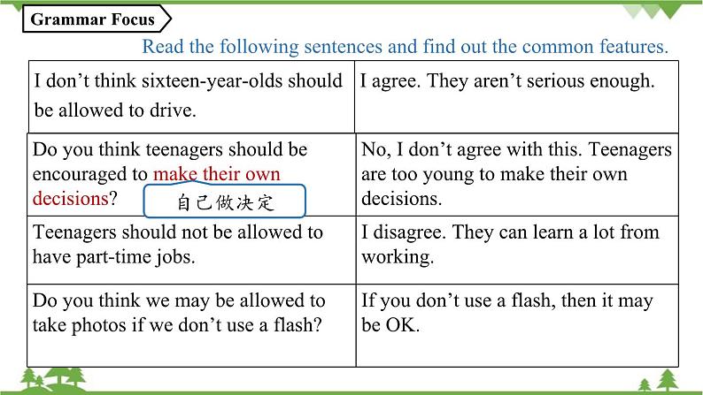 人教新目标版英语九年级上册Unit 7 Teenagers should be allowed to choose their own clothes.第三课时Grammar Focus-4c课件第5页