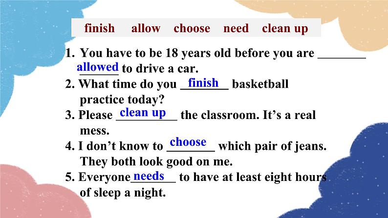 人教新目标(Go for it)版九年级英语全册 Section B3a-Self Check Unit 7Teenagers should be allowedto choose their own clothes课件第4页