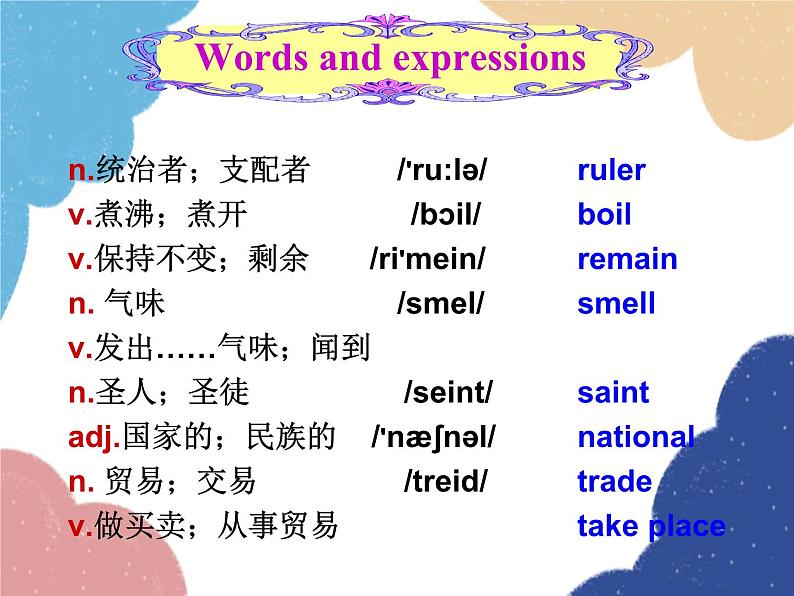 人教新目标(Go for it)版九年级英语全册 Read and learn words and expressions课件04