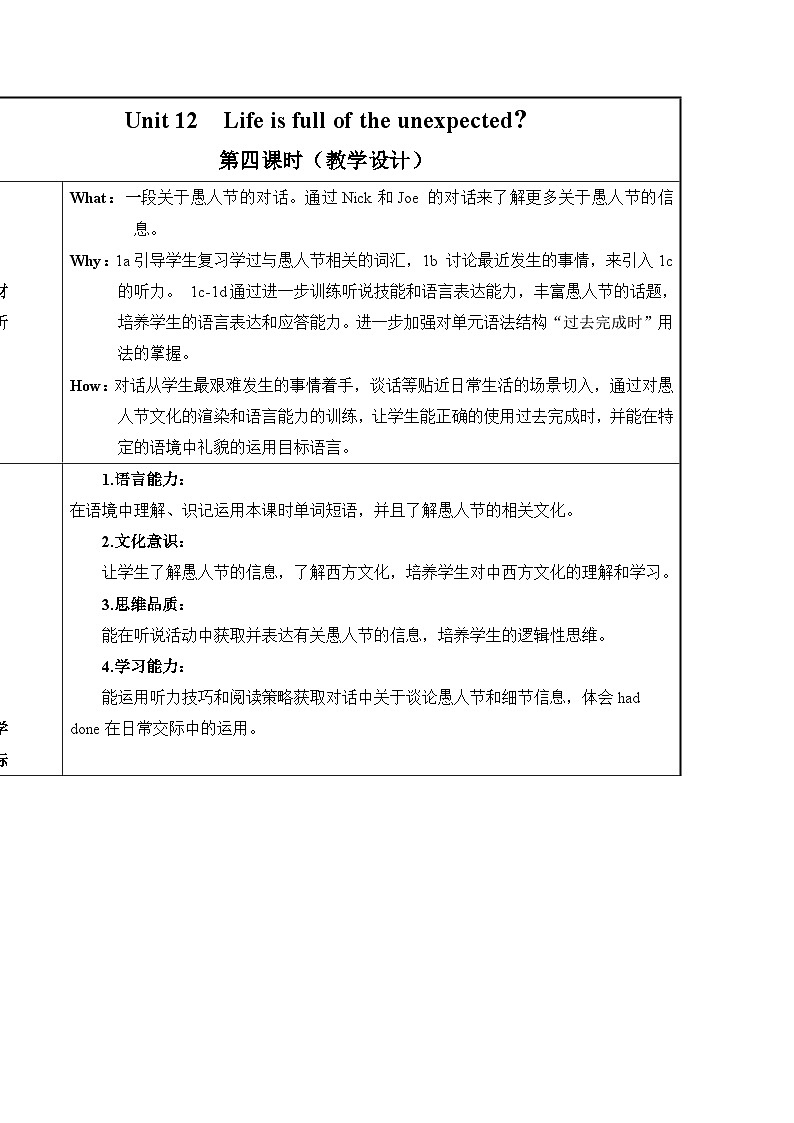 Unit 12 第4课时 (Section B 1a-1e)（教学设计）-2023-2024学年九年级英语全册同步精品备课系列（人教版）01