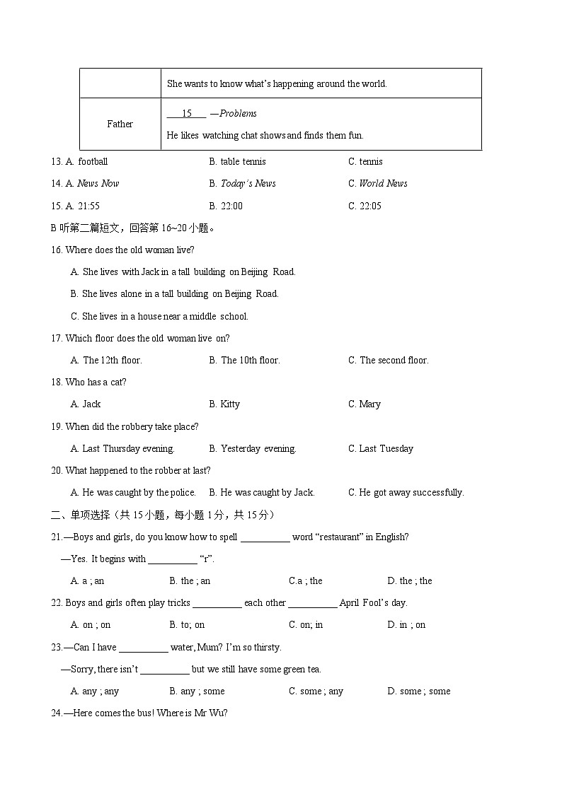 江苏省沭阳县怀文中学2023—2024学年九年级下学期英语第一次月考第3页