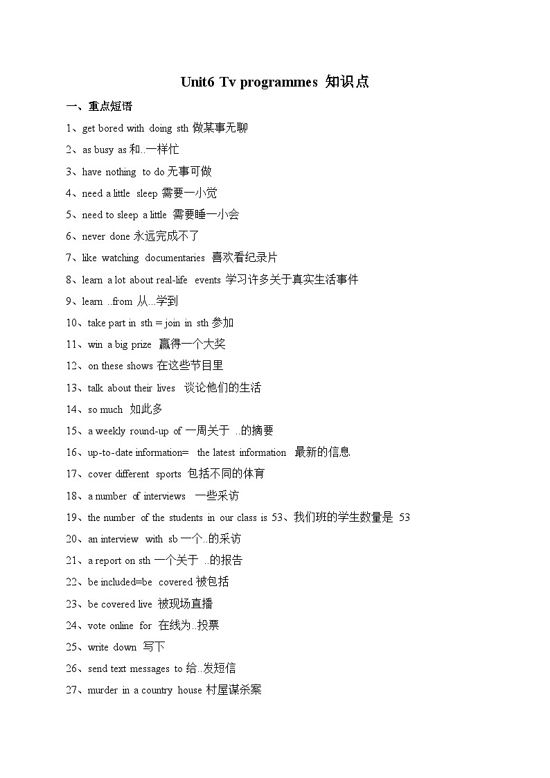 译林版英语九年级上册第六单元Unit6知识点第1页