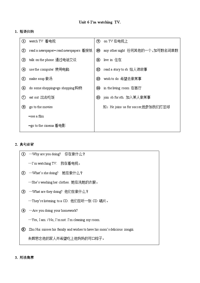 人教版七年级下册英语Unit 6 知识点语法归纳总结第1页
