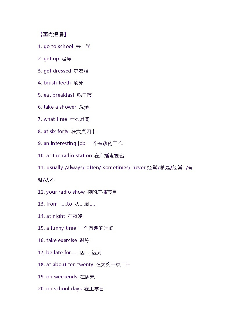 人教版七年级英语下册Unit 2 知识点总结+单元测试（word版，含答案）第3页
