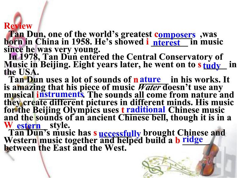 Module 2 Unit 5 art world Reading Tan Dun's music课件（九上）第3页