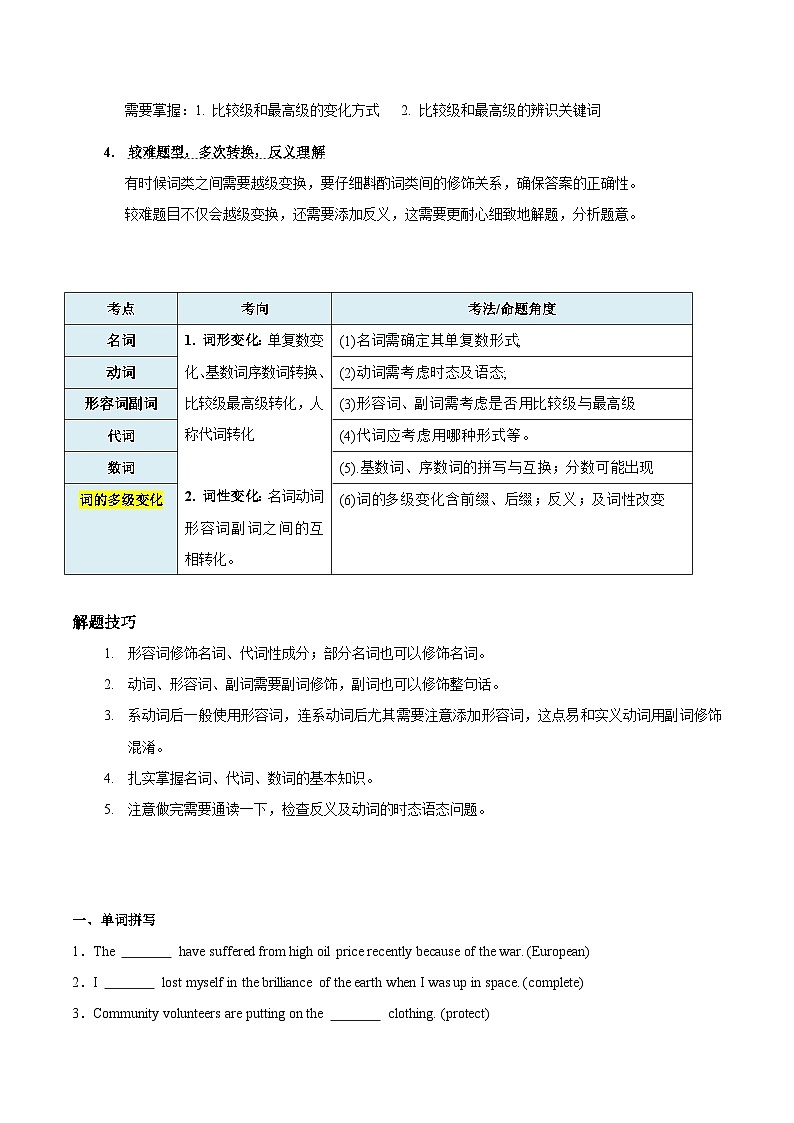 重难点08 词性转化 -2024年中考英语【热点·重点·难点】专练（原题版）第2页
