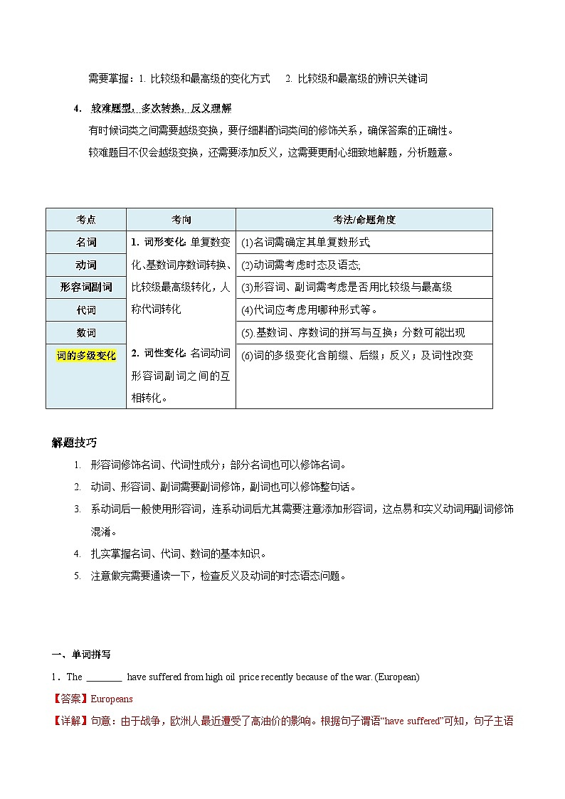 重难点08 词性转化 -2024年中考英语【热点·重点·难点】专练（解析版）第2页
