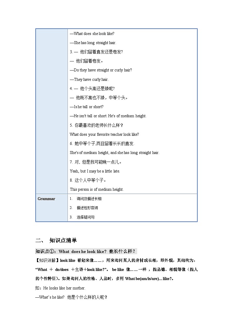 人教新目标版英语七年级下册  Unit 9 知识清单03