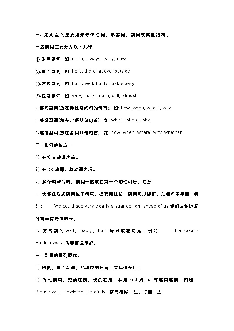 初中英语知识点总结：英语副词精华讲解第1页