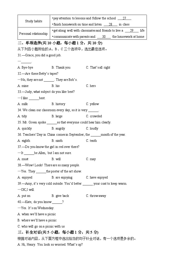 2024年广西南宁市江南区初中毕业班联考中考一模英语试题03