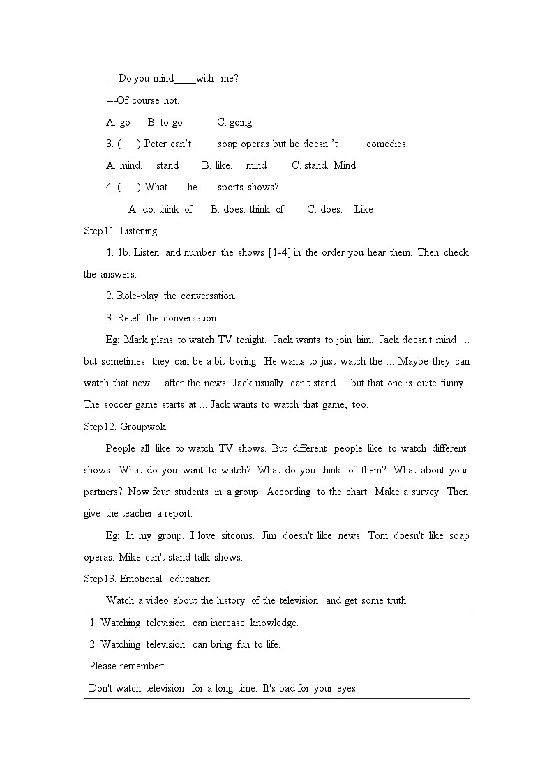 Unit5Section A 1a-1c教学设计 人教新目标七年级英语下册第3页
