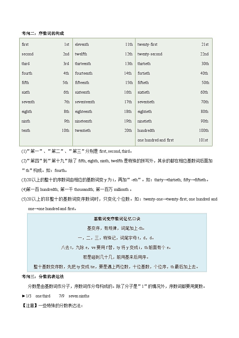 中考英语一轮复习考点详解+专项训练专题4 数词  （含解析）02