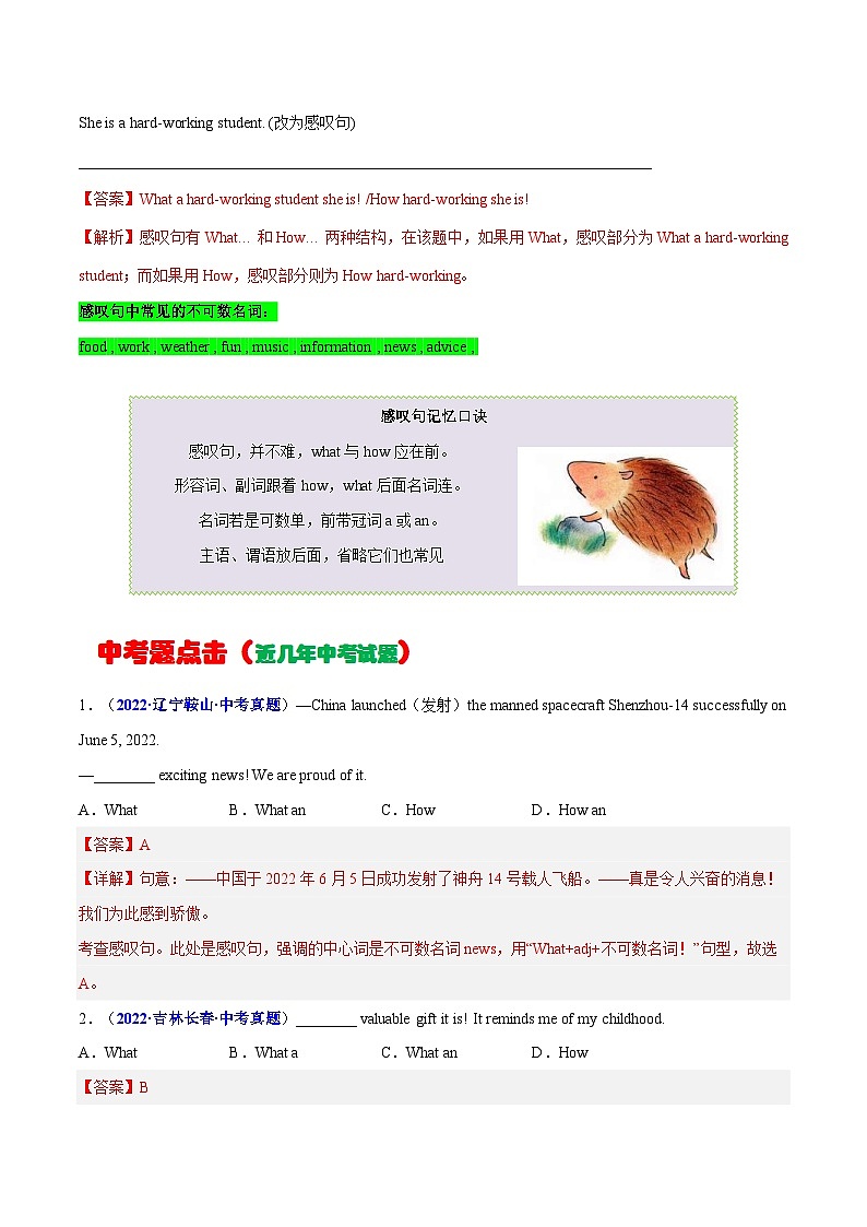 中考英语一轮复习考点详解+专项训练专题17  感叹句 （含解析）03