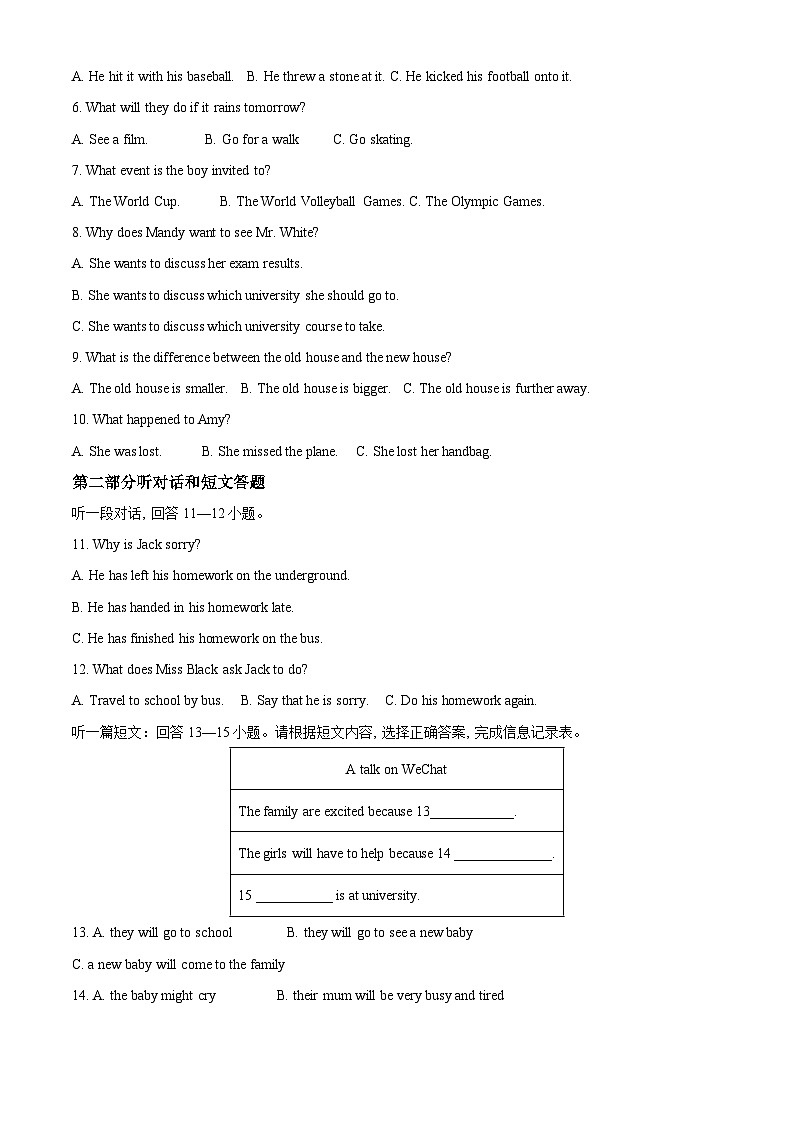2024年江苏省宿迁市宿豫区中考一模英语试题 （原卷版+解析版）02