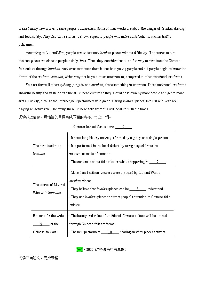 中考英语二轮复习之小题必刷+大题突破大题突破06  任务型阅读之阅读填表（含解析）第3页