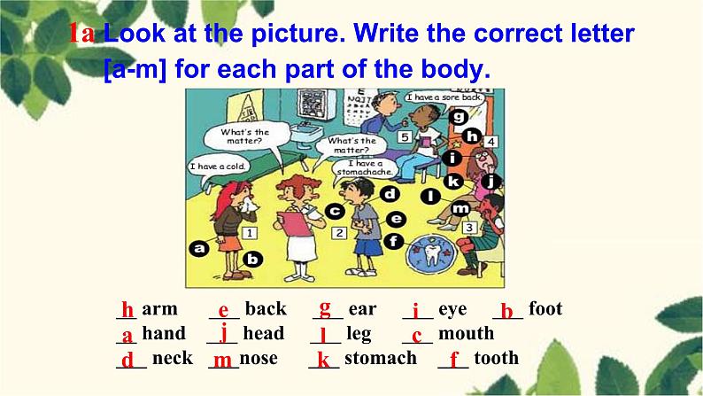 人教版英语八年级下册 Unit 1 What's the matter-Section A 1课件06