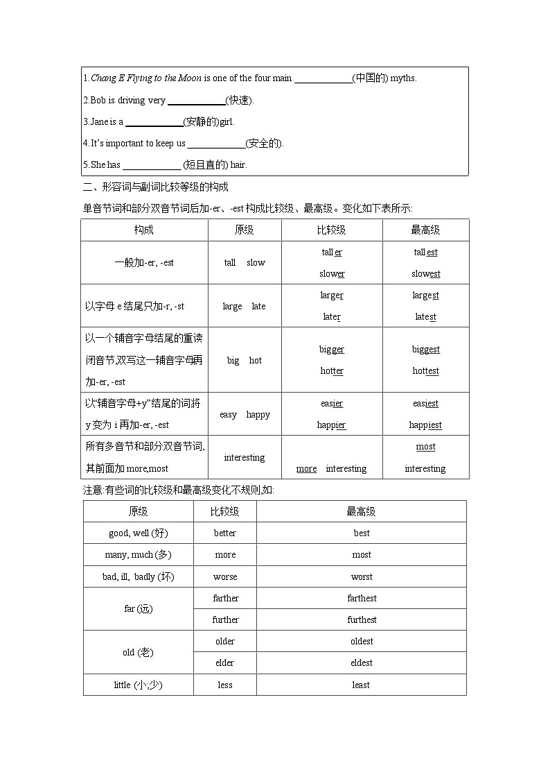 第04讲 形容词与副词-2024年中考一轮复习英语语法基础复习与巩固02