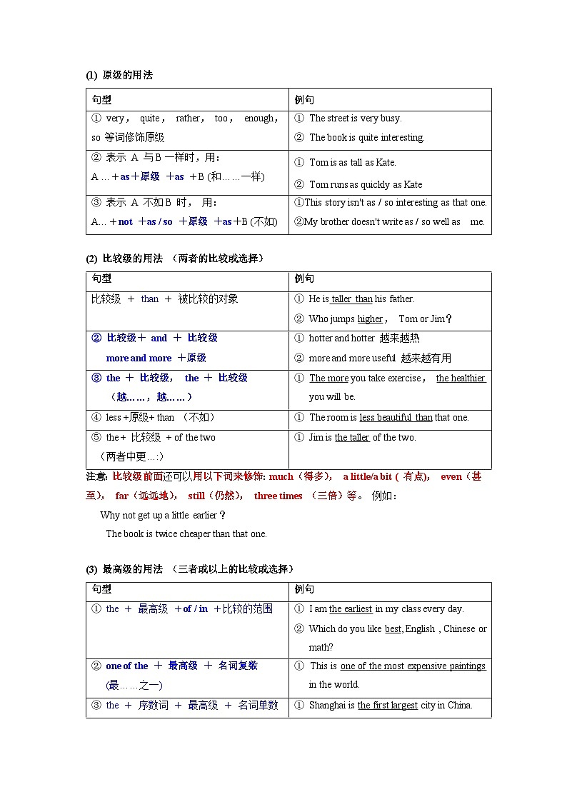 语法专题六 形容词和副词【考点精讲精练】-2023年中考语法一点通（学生版）第3页