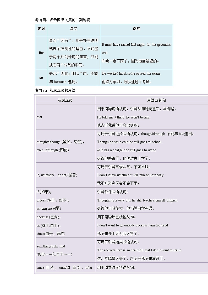 第11关 连词--最新中考一模复习英语语法一遍过讲义(人教版新目标)第3页