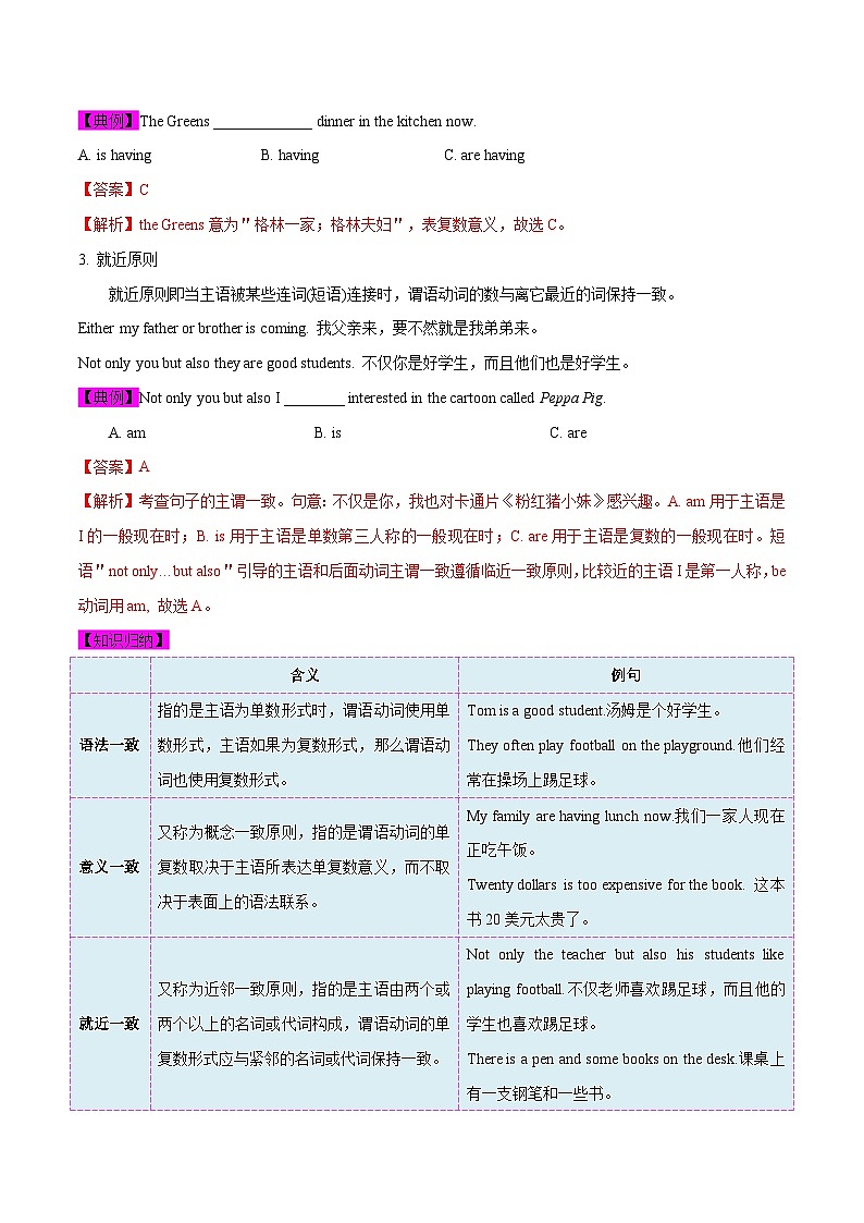 中考英语一轮复习  考点详解+真题练习专项突破04 主谓一致（含解析）02