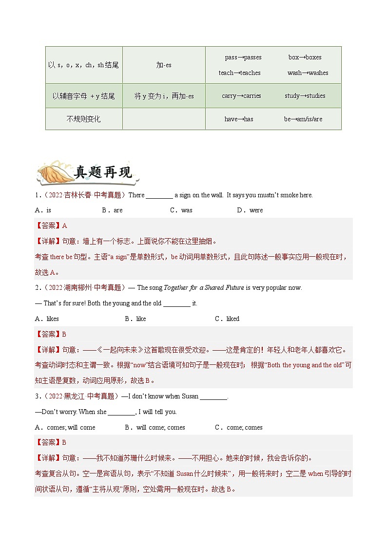 中考英语一轮复习 考点详解+真题练习专项突破12 一般现在时（含解析）02