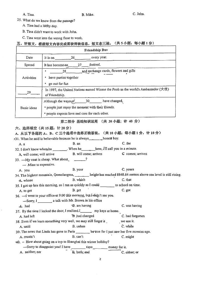 四川省成都市双流区成都市实外西区学校2023-2024学年九年级下学期3月月考英语试题02