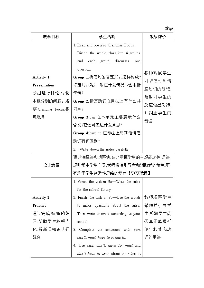 Unit4  Don’t eat in class第2课时Section A (Grammar Focus—3c)精品教案（人教版七下）02