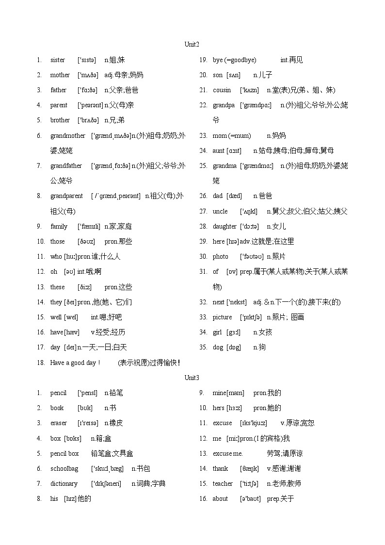专题2.初中英语人教新目标版单词表(按单元顺序)(七至九年级)（背诵版）第3页