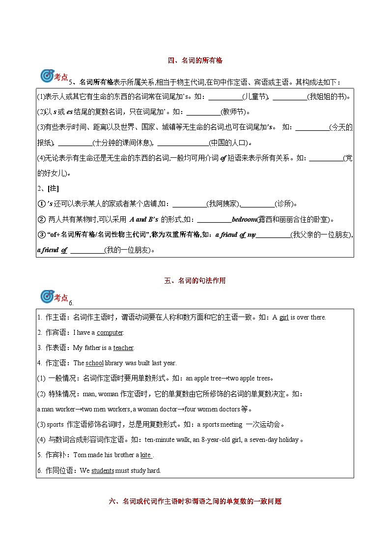 专题1.名词考点聚焦和精讲 （原卷版）第3页