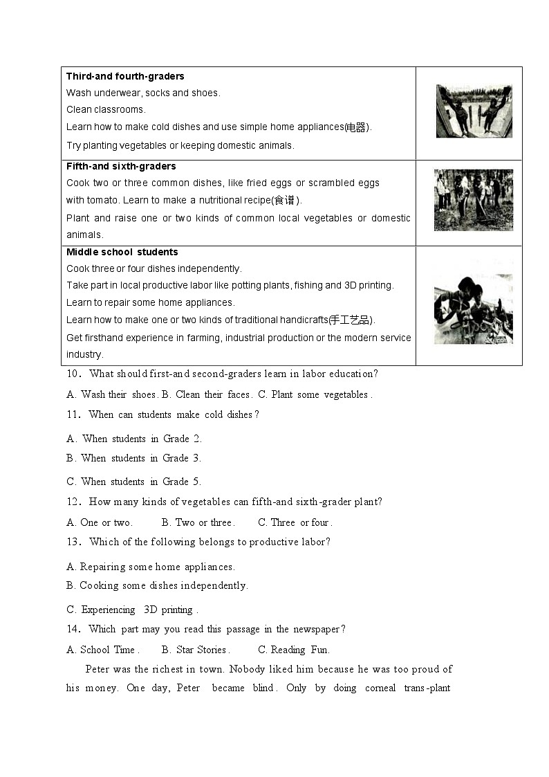 山西省太原市多校2024届九年级中考一模英语试卷(含答案)03