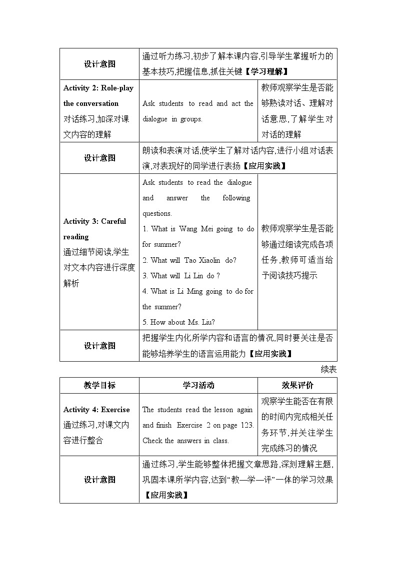 Lesson 47  Summer Plans精品教案（冀教版七下）02