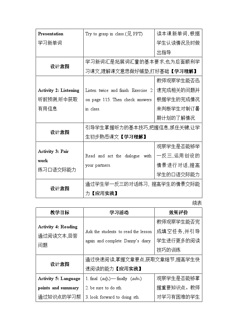 Lesson 43  Have a Good Summer!精品教案（冀教版七下）02