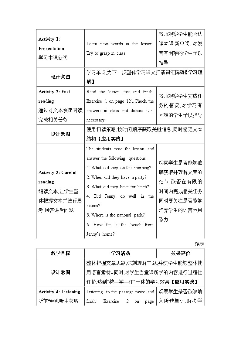 Lesson 46  Get Ready for Summer Holiday!精品教案（冀教版七下）02