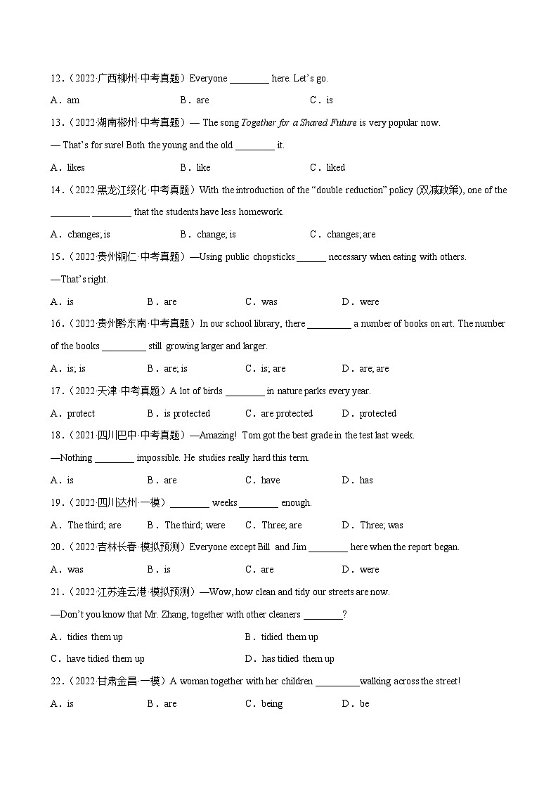 中考英语二轮高频考点语法攻略（思维导图法）专题17 主谓一致(附答案)第2页